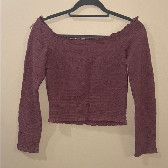 None Tops - Off-Shoulder Knit Top in Burgundy